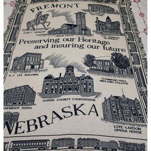 Vintage Fremont Nebraska Train Heritage Wall Hanging Throw Blanket 66"x55"